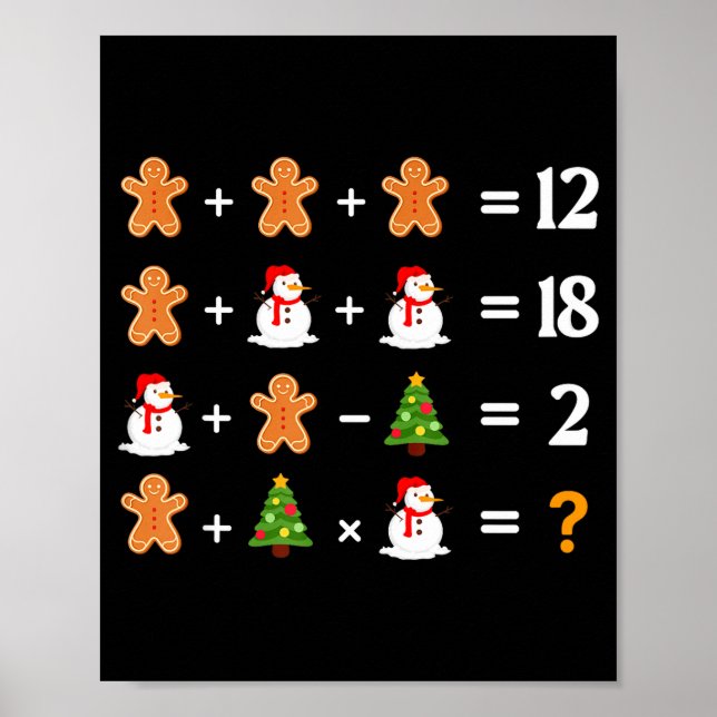Affiche Drôle 6 7 Mème Noël Ordre Des Opérations Mathémati (Devant)