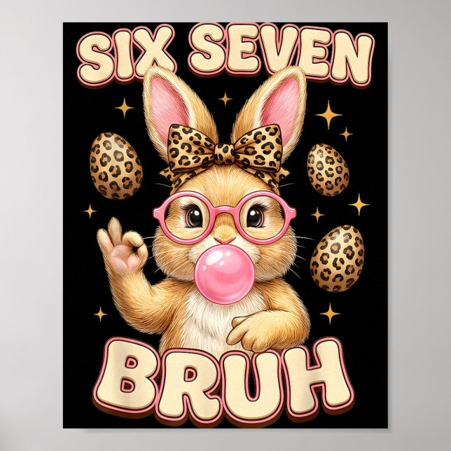 Affiche Drôle 6 7 mème six sept lapin léopard arc 6-7 (Devant)
