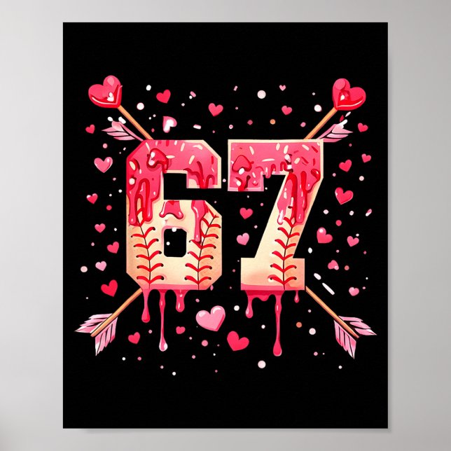 Affiche Drôle 6 7 Numéro de flèche de baseball qui fond Dr (Devant)