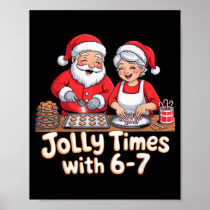 Affiche Drôle 6 7 Six Sept Mème Noël Père Noël Femme