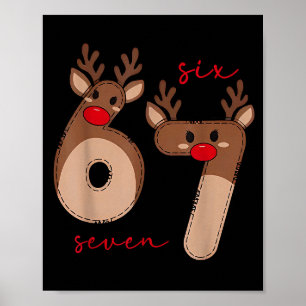 Affiche Drôle 6 7 Six Sept Mème Noël Renne Gen Al