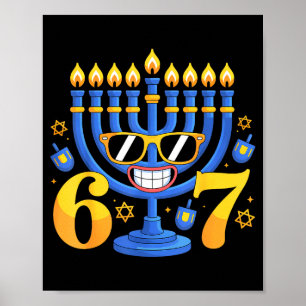 Affiche Drôle 6-7 Six Sept Menorah Mème Vacances Hanukkah