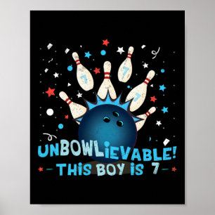 Affiche Drôle 7ème Anniversaire Bowling Lover Graphic Pour