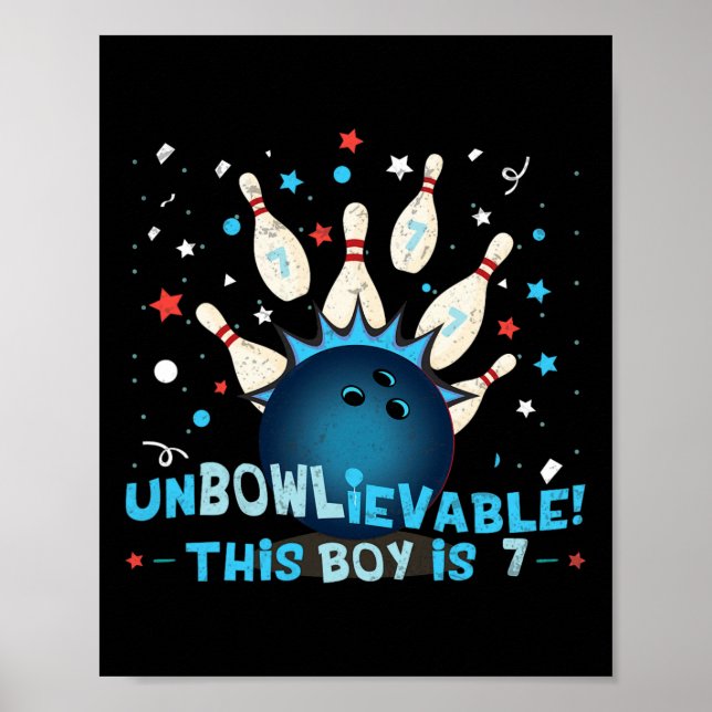 Affiche Drôle 7ème Anniversaire Bowling Lover Graphic Pour (Devant)