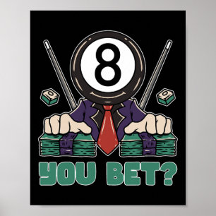 Affiche Drôle 8 Ball Billard Joueur Huit Ball Billi