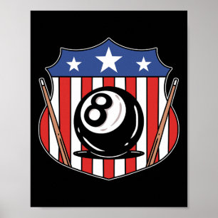 Affiche Drôle 8 Ball Billard Joueur Huit Ball Billi
