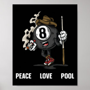Affiche Drôle 8 Ball Billard Joueur Huit Ball Billi