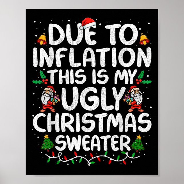 Affiche Drôle à cause de l'inflation affreux pulls de Noël (Devant)