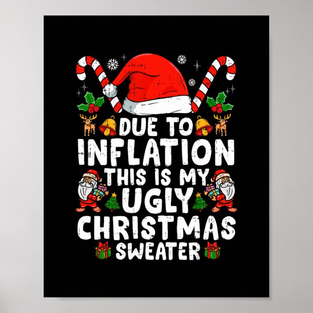 Affiche drôle à cause de l'inflation c'est mon pull moche  (Devant)