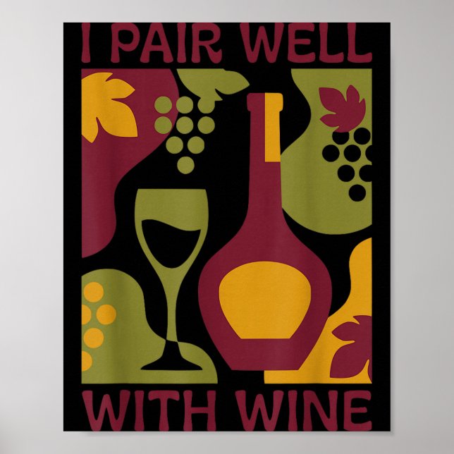 Affiche Drôle abstrait de vin rétro paire de milieu de siè (Devant)