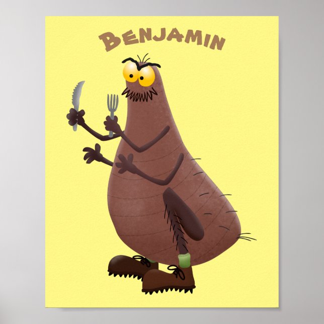 Affiche Drôle affamé pulette affamée dessin animé (Devant)