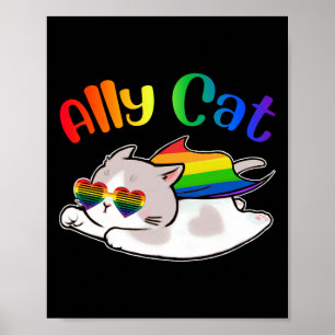 Affiche Drôle Ally Chat Purride Lgbtq Mois Gay pride Femme