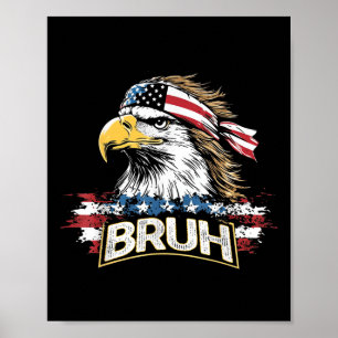 Affiche Drôle Amérique Drôle Usa Bald Eagle Bruh Mème Homm