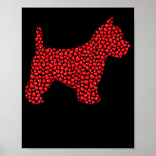 Affiche Drôle Amoureux de Westie Cœurs Amour Westie Valent