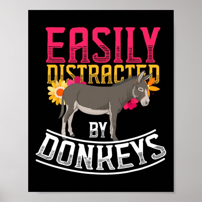 Affiche Drôle Amoureux des animaux de ferme Donkey (Devant)