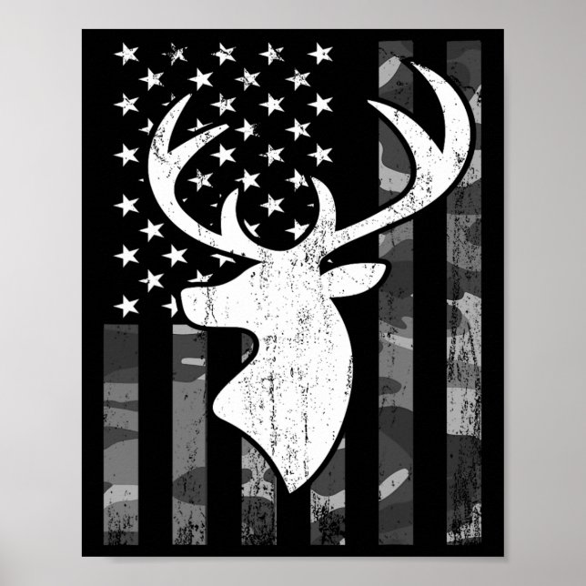 Affiche Drôle amusant Usa Camouflage Whitetail Buck Deer H (Devant)