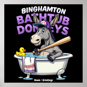 Affiche Drôle Âne de Baignoire de Batte de Baseball de Bin