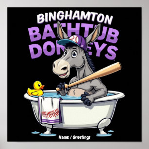 Affiche Drôle Âne de Baignoire de Batte de Baseball de Bin