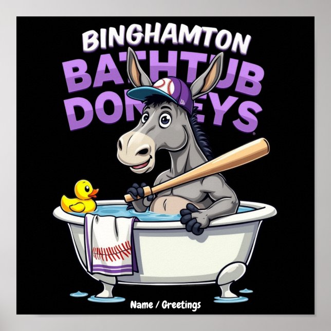Affiche Drôle Âne de Baignoire de Batte de Baseball de Bin (Devant)