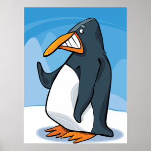 Affiche Drôle Angry Penguin Cartoon Cool