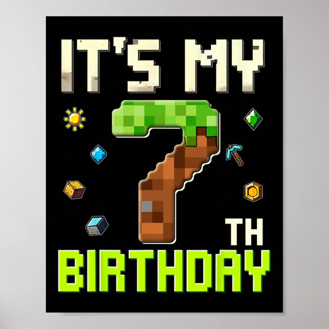 Affiche Drôle Anniversaire Garçon C'est Mon 7e Anniversair (Devant)
