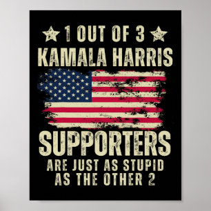 Affiche Drôle Anti Kamala Harris Stupid Plaisanter Drapeau