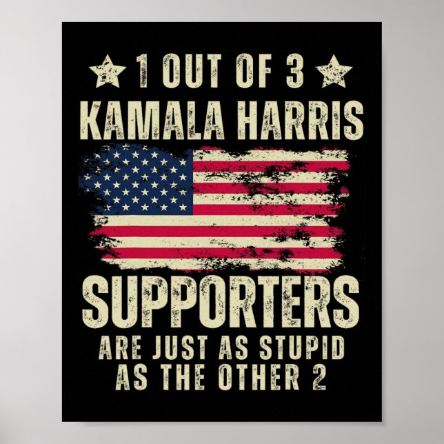 Affiche Drôle Anti Kamala Harris Stupid Plaisanter Drapeau (Devant)