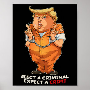 Affiche Drôle Anti-trump Élu Un Criminel Crimes Drôle Ant
