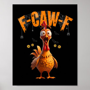 Affiche Drôle araignée Web poulet F-caw-f