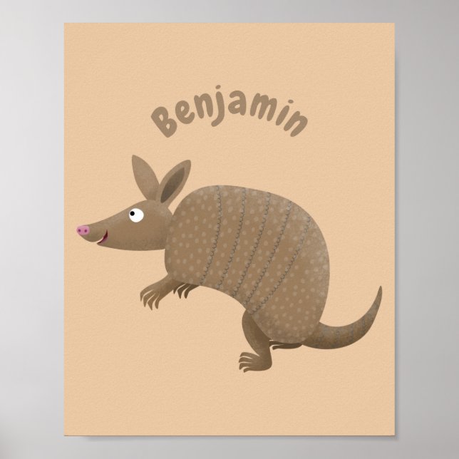 Affiche Drôle armadillo joyeux dessin animé (Devant)