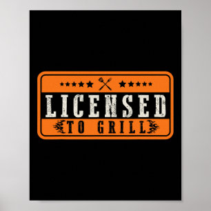 Affiche Drôle Autorisé À Grill Bbq