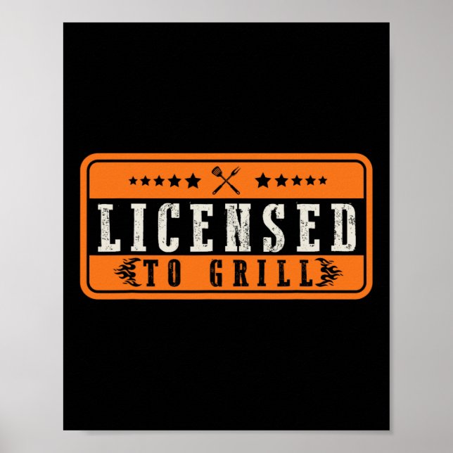 Affiche Drôle Autorisé À Grill Bbq (Devant)