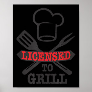 Affiche Drôle Autorisé À Griller Grill Bbq Viande Papa Gra