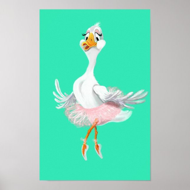 Affiche drôle avec Canard Ballerine - Peinture (Devant)
