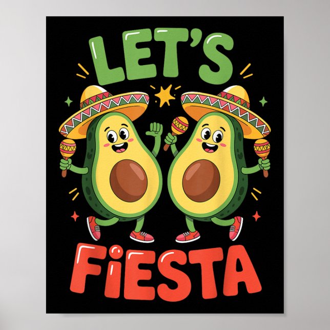 Affiche Drôle Avocado Cinco De Mayo Lets Fiesta Party Cinc (Devant)