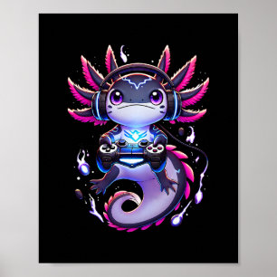 Affiche Drôle Axolotl Gamer Jeux Vidéo Rétro Garçons Fille