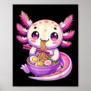 Affiche Drôle Axolotl Noodle Anime Kawaii Axolotl Manger R