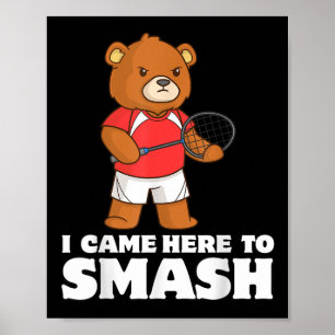 Affiche Drôle Badminton Compétitif Lecteur Ours Smasher