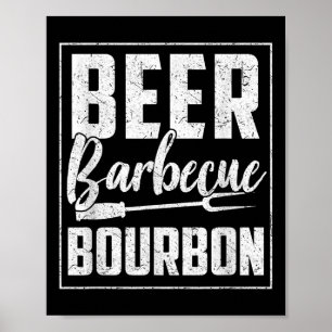 Affiche Drôle Barbecue Bière Bourbon Graphisme Femmes Homm