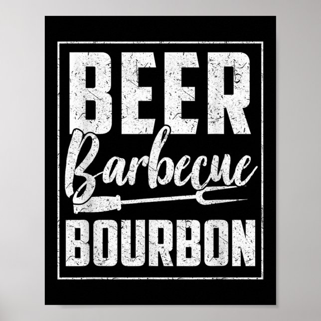 Affiche Drôle Barbecue Bière Bourbon Graphisme Femmes Homm (Devant)