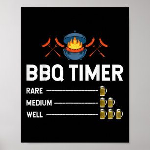 Affiche Drôle Barbecue Chef Bbq Timer Fête de la bière