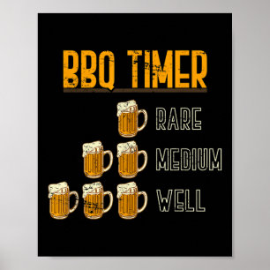 Affiche Drôle Barbecue Chef Fumer Viande Artisanat Bière C