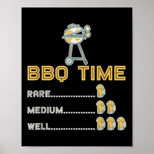 Affiche Drôle Barbecue Chef Viande fumée Bière Boire Cadea