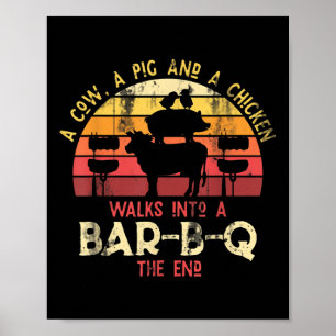 Affiche Drôle Barbecue fumée Viande Lover Idée cadeau Bbq