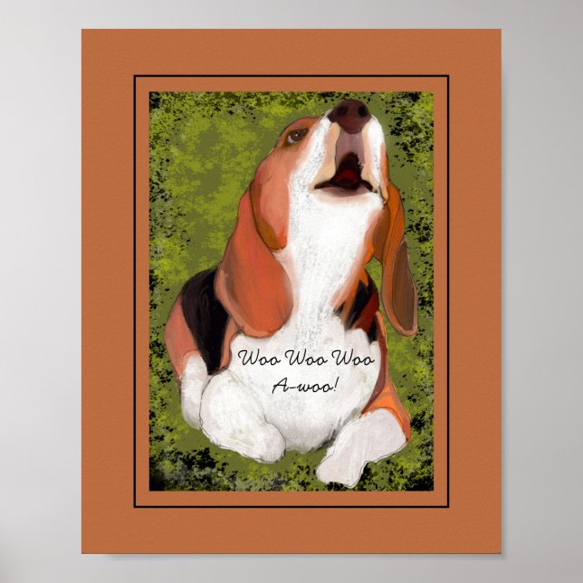 Affiche Drôle, Beagle mignon qui hurle (Devant)