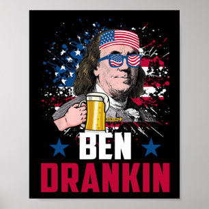 Affiche Drôle Ben Drankin 4 juillet États-Unis Drapeau Hom