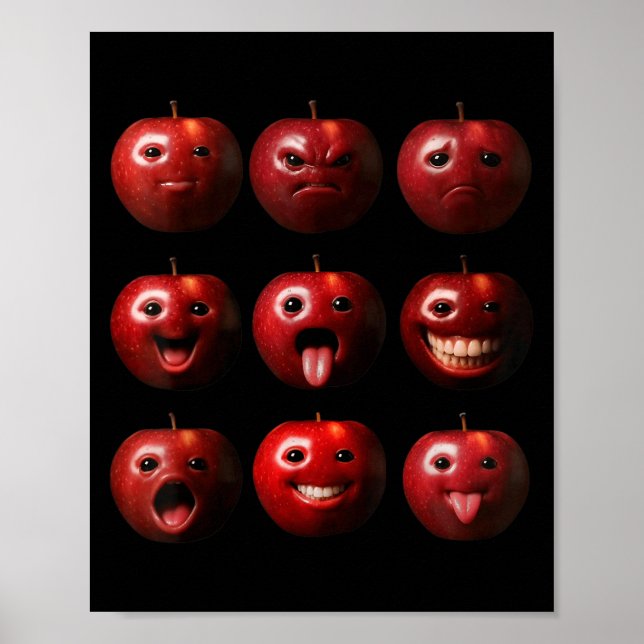 Affiche Drôle Bête Ai Pomme Génération Z Mème Humour Fruit (Devant)