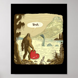 Affiche Drôle Bigfoot Sasquatch Monstre du Loch Ness Drôle