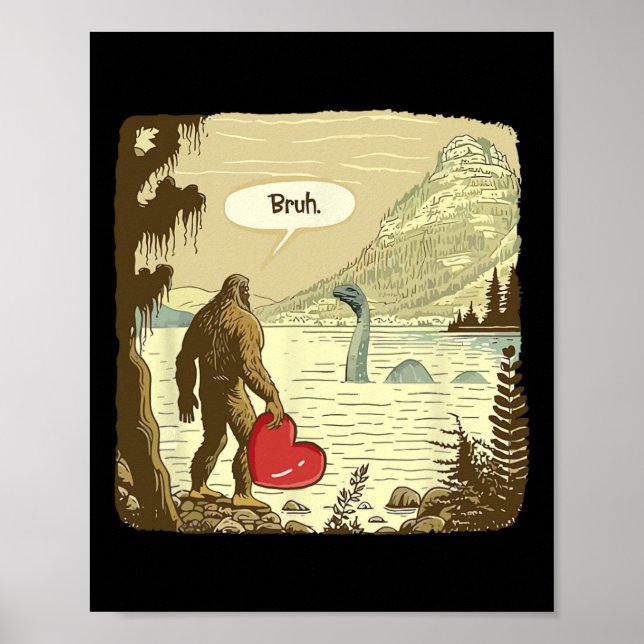 Affiche Drôle Bigfoot Sasquatch Monstre du Loch Ness Drôle (Devant)