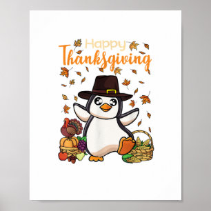 Affiche Drôle Bon thanksgiving Pingouin Turquie garçons fi